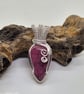 Rhodonite gemstone wire wrapped, pendant 