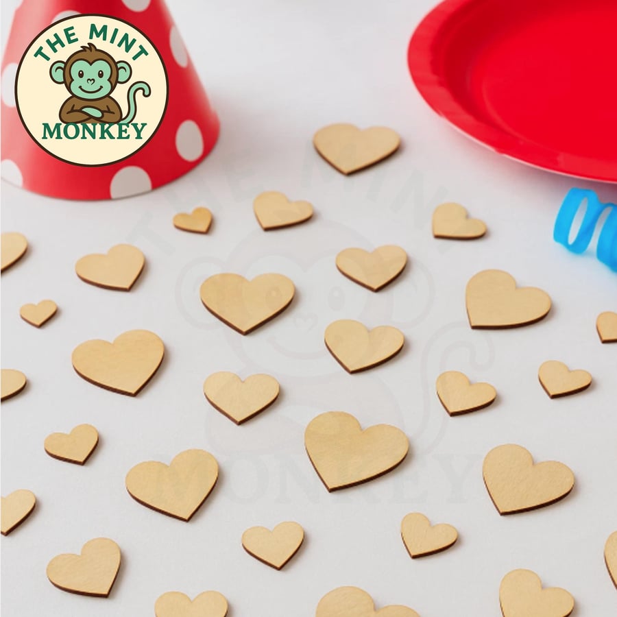 Heart Wooden Confetti: UK Handmade Party Decor Rustic Party & Craft Embellishmen