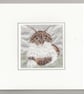 Barney tabby and white cat handmade card - Image 1