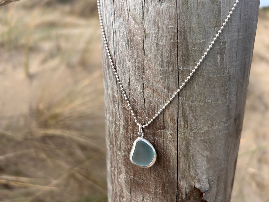 Aqua Seaglass necklace