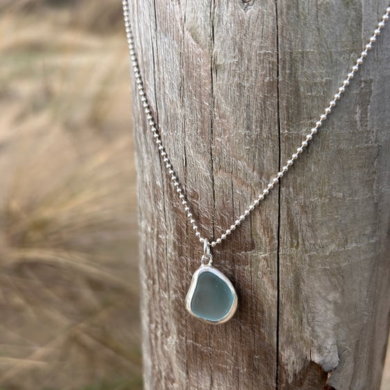 Aqua Seaglass necklace