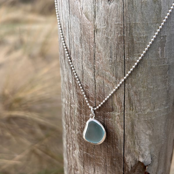 Aqua Seaglass necklace