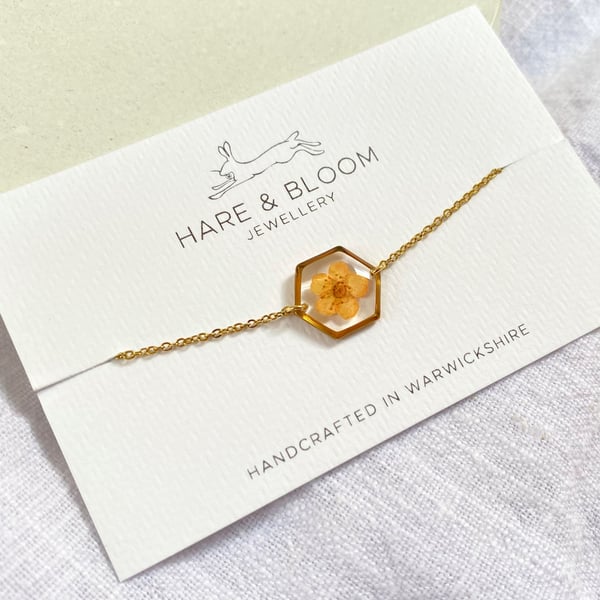 Pressed Orange Blossom Bracelet in Gold