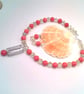 Hot Pink Beads and Glitter Ball Crystal Bead Necklace and Earrings, Gift for Her - Image 7