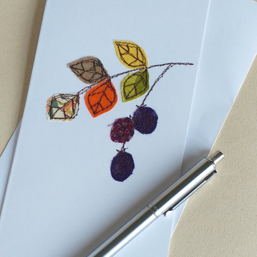 Embroidered Blackberries Greeting Card