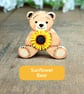 Sunflower Gift, Handmade Sunflower Tiny Bear Pin, Teddy Badge, Sunflower Brooch - Image 9