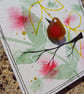Handmade Sea Glass Robin - Original Watercolour Mini Canvas Fridge Magnet - Image 5