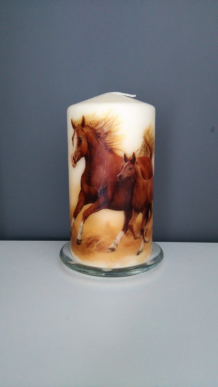 decorated horse pillar candle