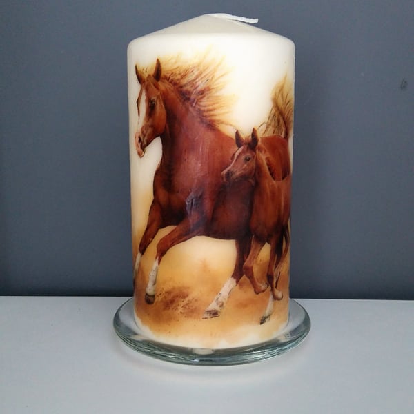 decorated horse pillar candle