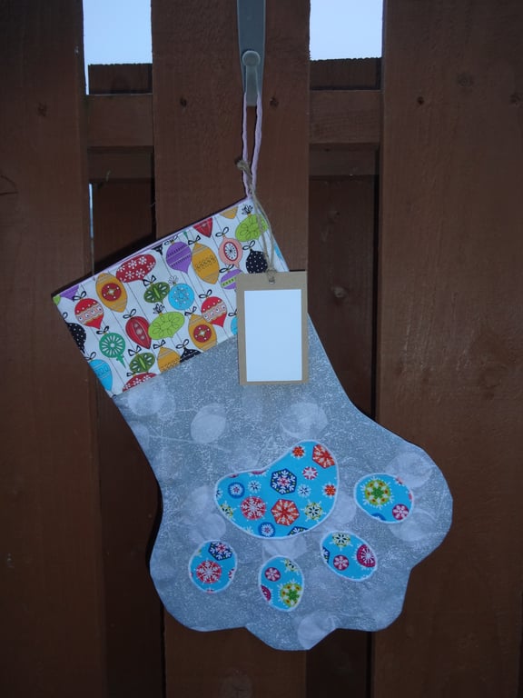 Christmas Pawprint Stocking (free postage UK)