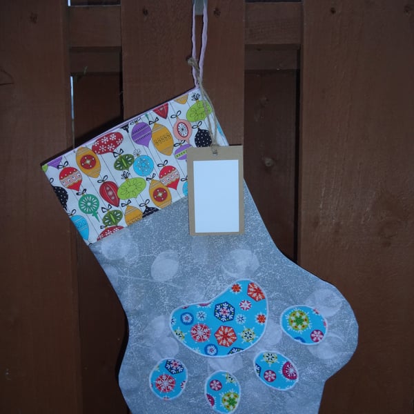 Christmas Pawprint Stocking (free postage UK)