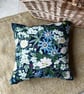 Vintage Belinda linen dark blue square cushion cover with striped back - Image 6