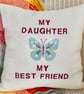 Daughter & Butterfly: Embroidered Cushion 33cm (13”)