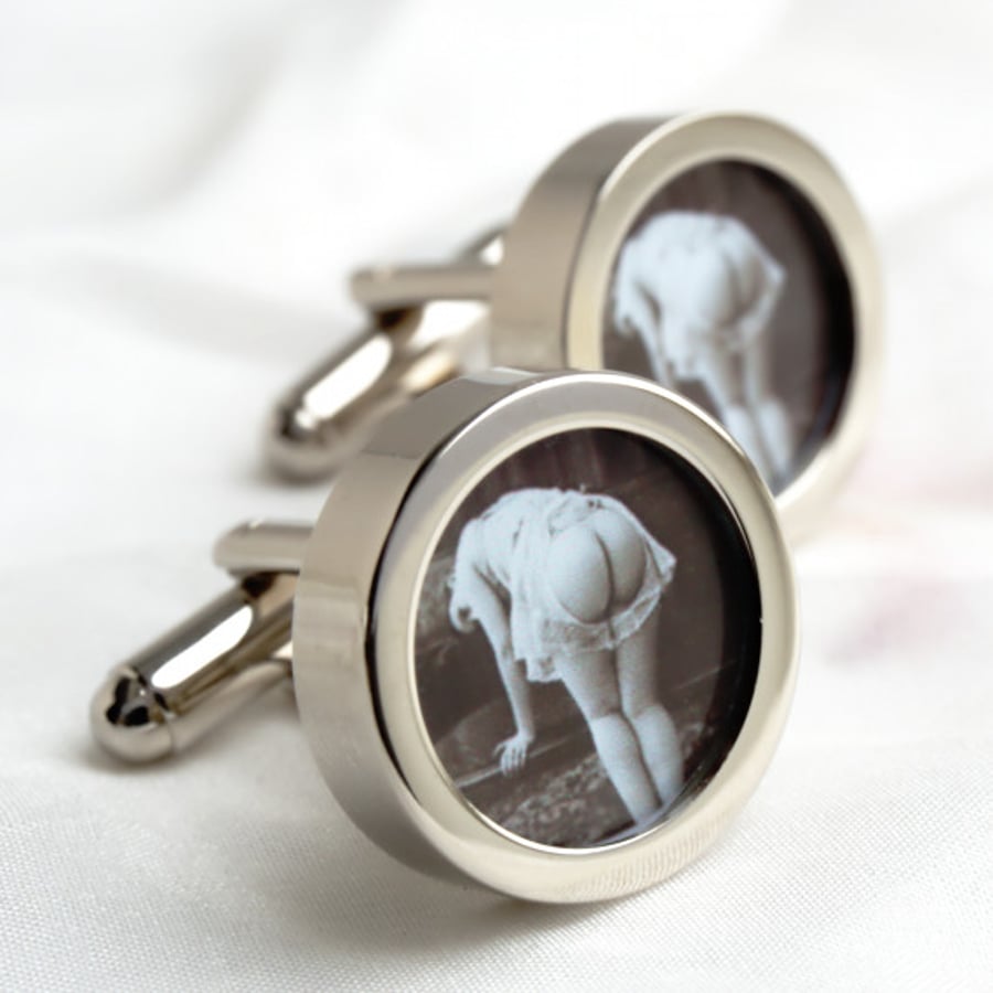  Erotic Cufflinks 1920s Vintage Naked Bottom Cufflinks
