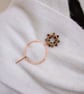Copper Shawl Pin - Festive Wreath with Garnet & Agate