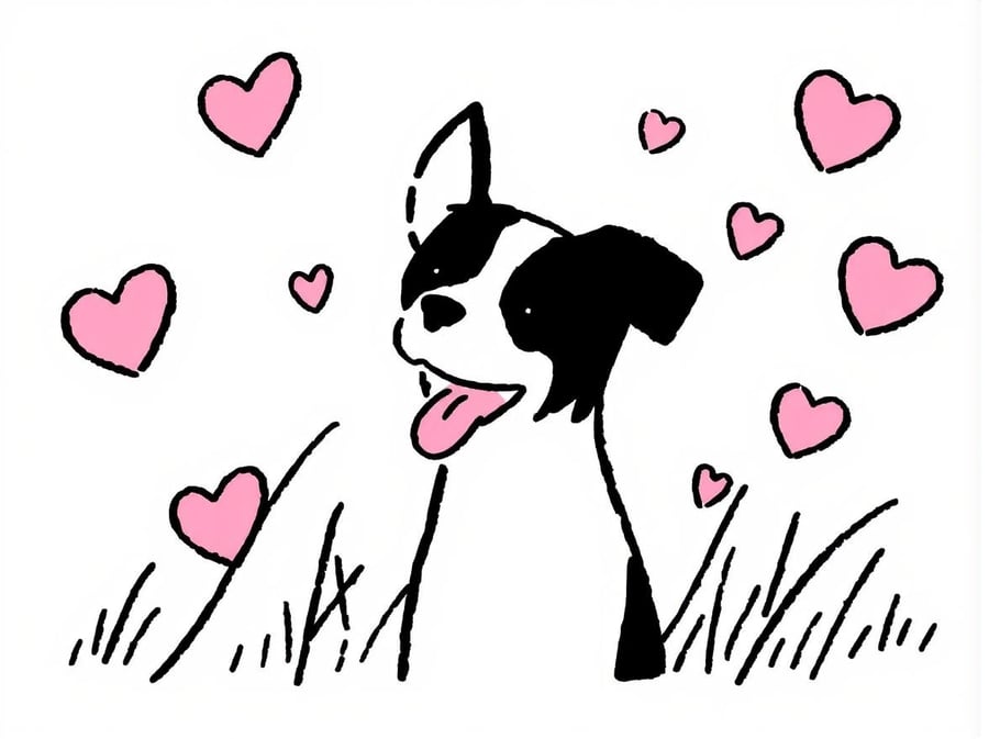 Pack of 2 Greeting Cards Fun Cute Dogs Themed With Hearts 