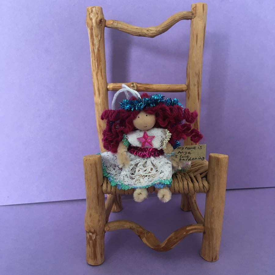 Tiny Fairy Doll Decoration, Dark Pink 