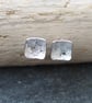 Studs, Sterling Silver Square Flower Stud Earrings, Daisy Design.  - Image 9