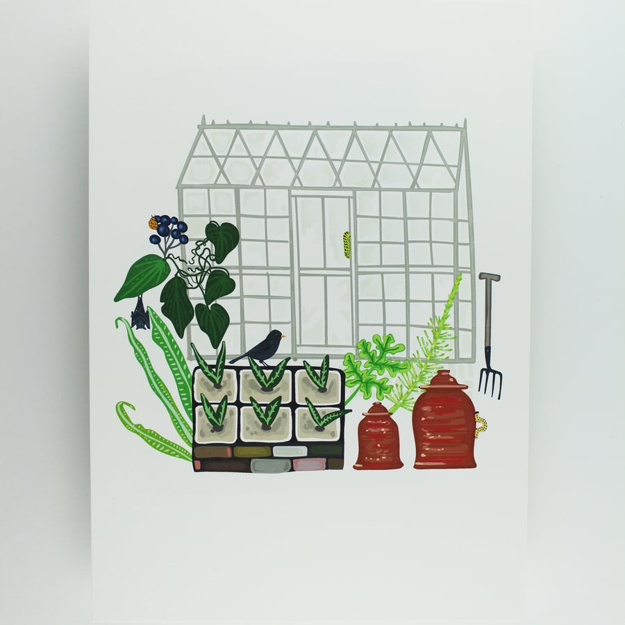 Yorkshire Greenhouse Giclee print A4
