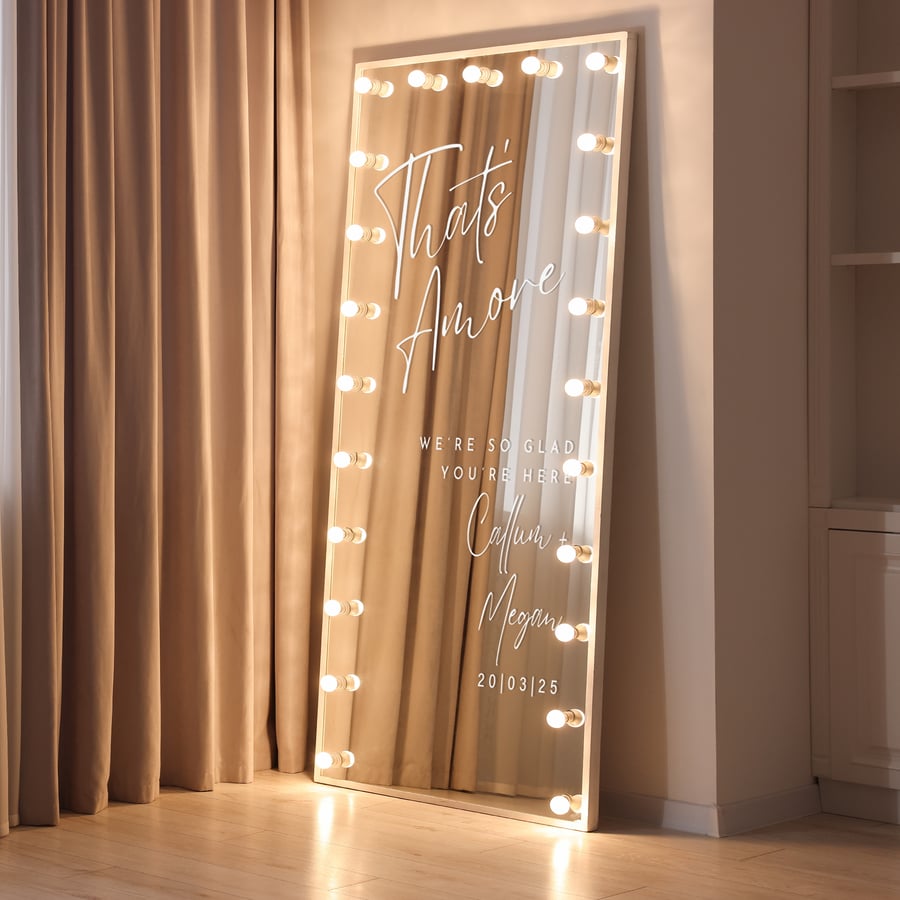 That's Amore - Script Personalised Sticker: Custom Wedding Mirror Decal