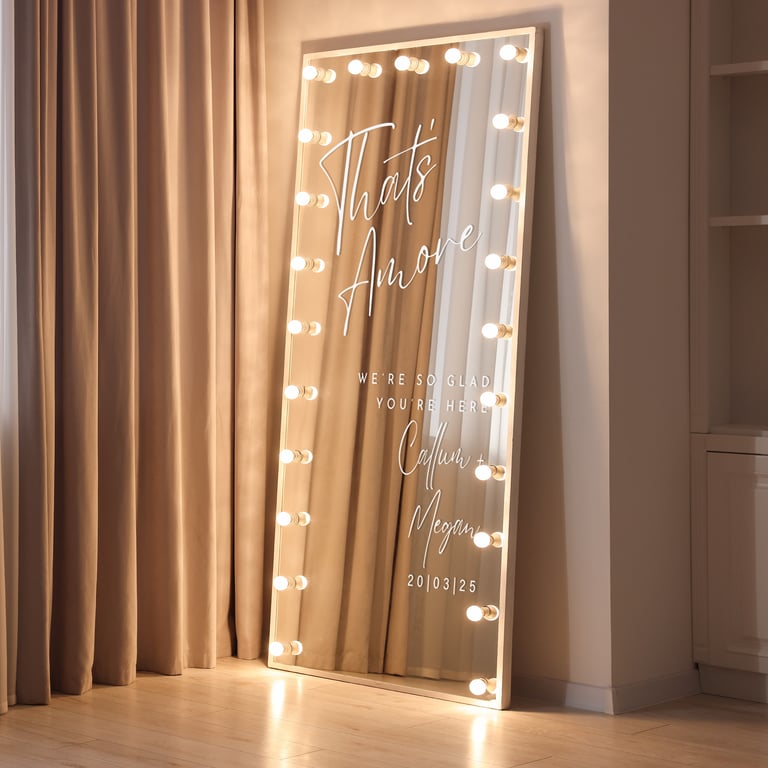 That's Amore - Script Personalised Sticker: Custom Wedding Mirror Decal