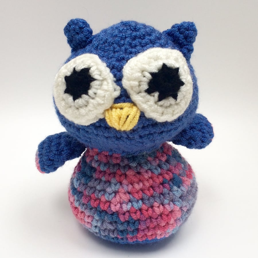 Stripey owl - blue and pink