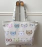 Cool Cats Zippered Tote Bag, Handmade in the UK