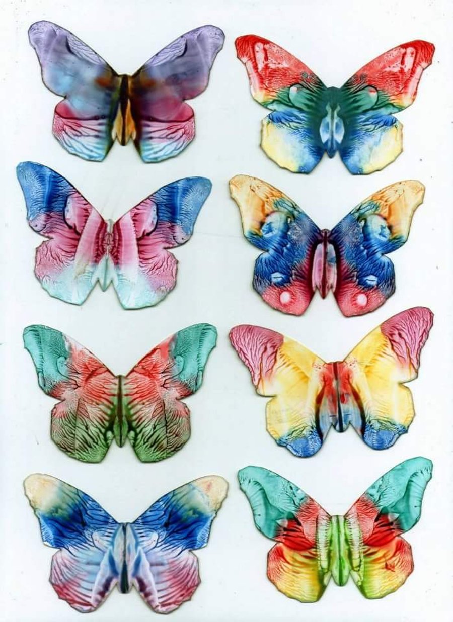 8 Rainbow encaustic art butterflies 