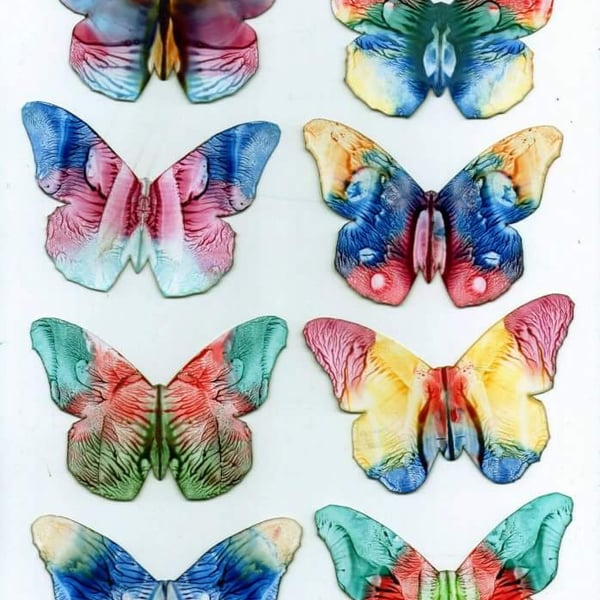 8 Rainbow encaustic art butterflies 