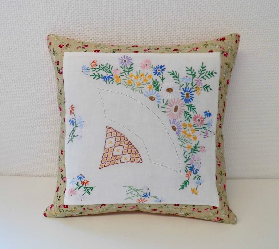 Cushion with vintage embroidery