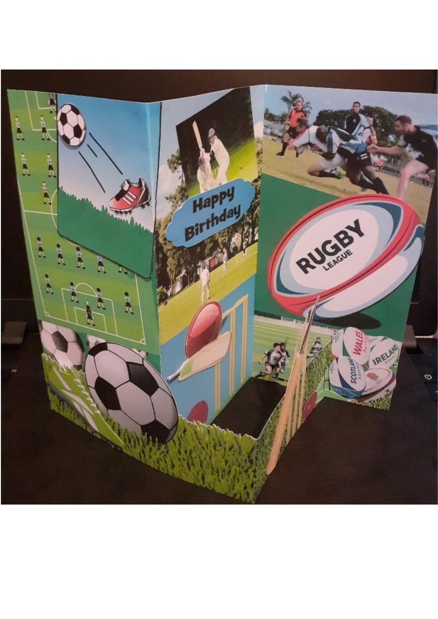 Z Fold Card 3D - Sport Football, Cricket, Rugby