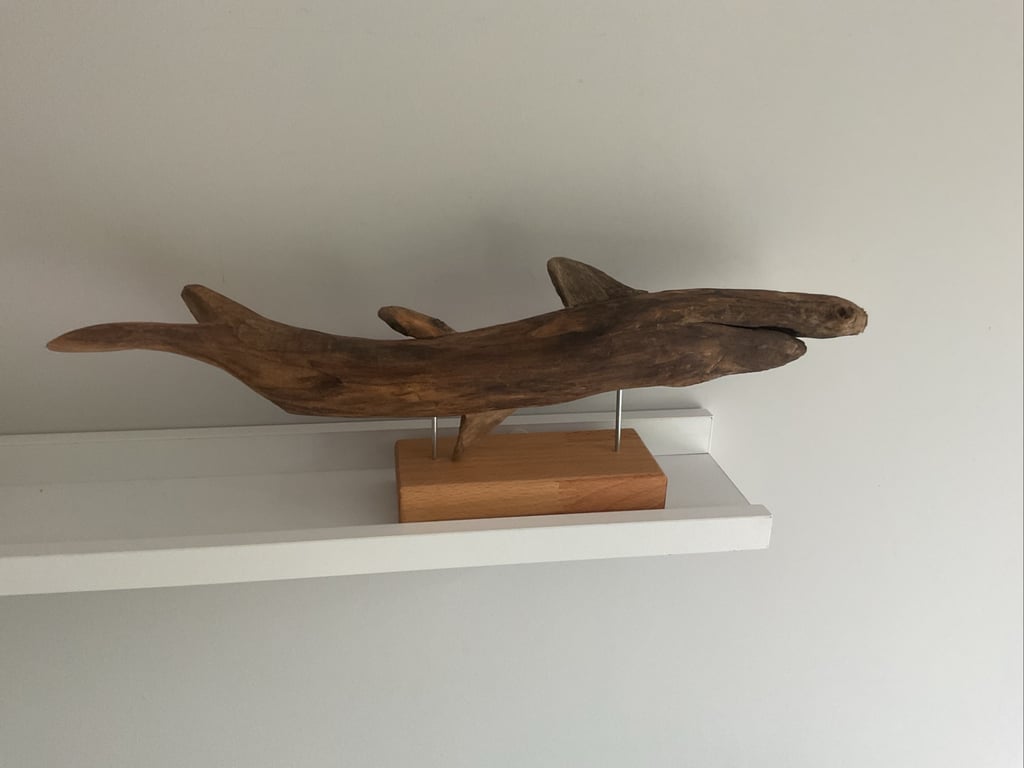 Driftwood Shark Dinosaur Sculpture