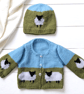 Knitting Pattern Baby Sheep and Sky Cardigan & Hat DK Unisex 0-18 Months Digital