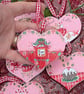 Hand-painted Mini Christmas Food and drink wooden hearts 7.6cm x 6.5cm  - Image 5