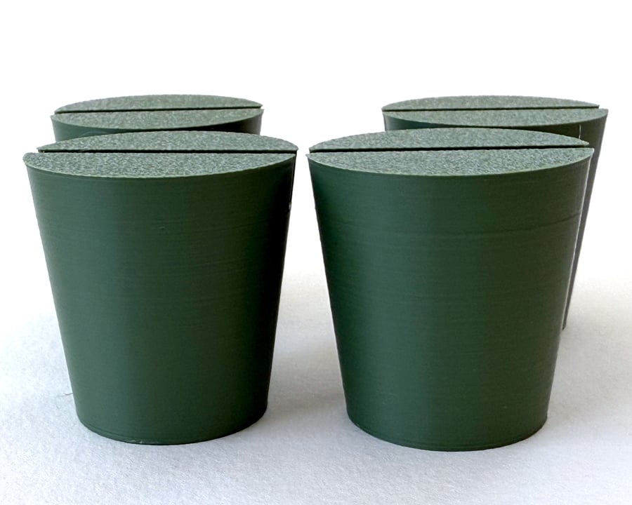 Pack of four green Christmas tree pots, fused glass display stands, 4mm slot