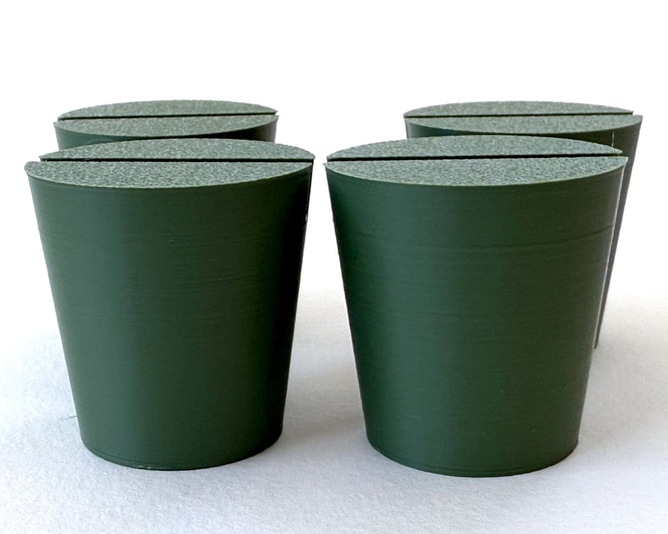 Pack of four green Christmas tree pots, fused glass display stands, 4mm slot