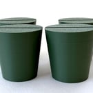 Pack of four green Christmas tree pots, fused glass display stands, 4mm slot