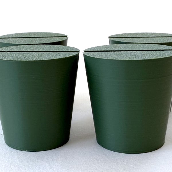 Pack of four green Christmas tree pots, fused glass display stands, 4mm slot