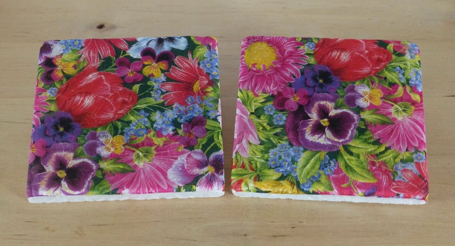 Marble 'Bright Floral' Coasters