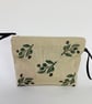 Linen Makeup Bag Mediterranean Olives Print; Hand printed Clutch Bag - Image 2