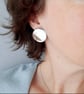 Large Silver Mirror Stud Earrings - Image 1