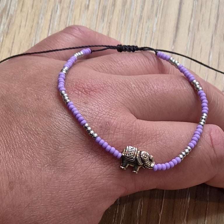 Elephant Beaded Stacker Bracelet, Boho Chic Gift, Good luck jewellery (STK-0007)