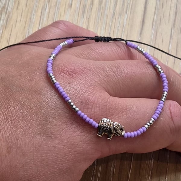 Elephant Beaded Stacker Bracelet, Boho Chic Gift, Good luck jewellery (STK-0007)