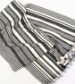 Grey and Cream striped viscose jersey light weight informal Scarf pom pom fringe - Image 4