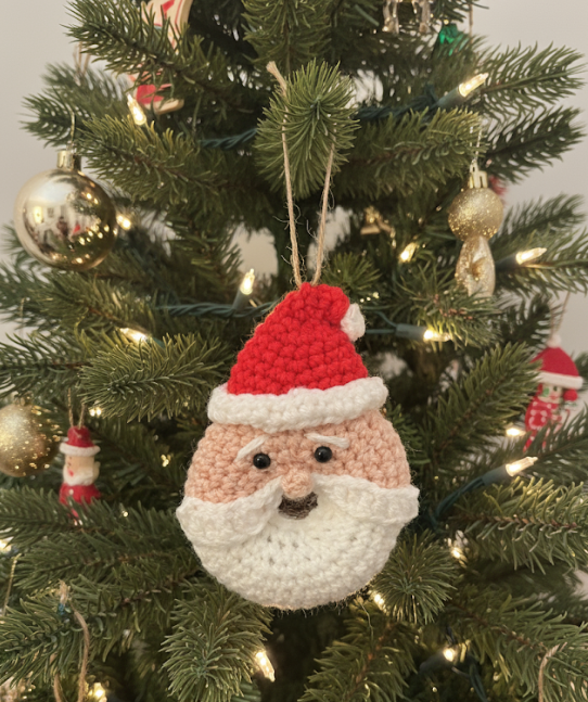 Crochet Christmas Santa Bauble  Crochet Christmas Car Ornament, Christmas Gifts,