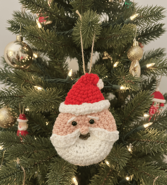 Crochet Christmas Santa Bauble  Crochet Christmas Car Ornament, Christmas Gifts,