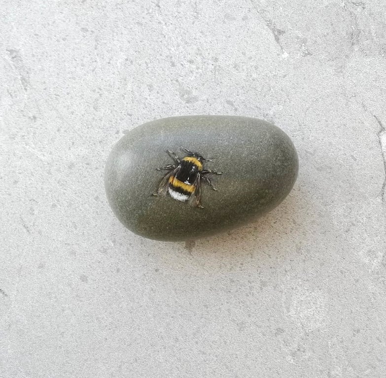 Bee Hand Painted Grey Stone
