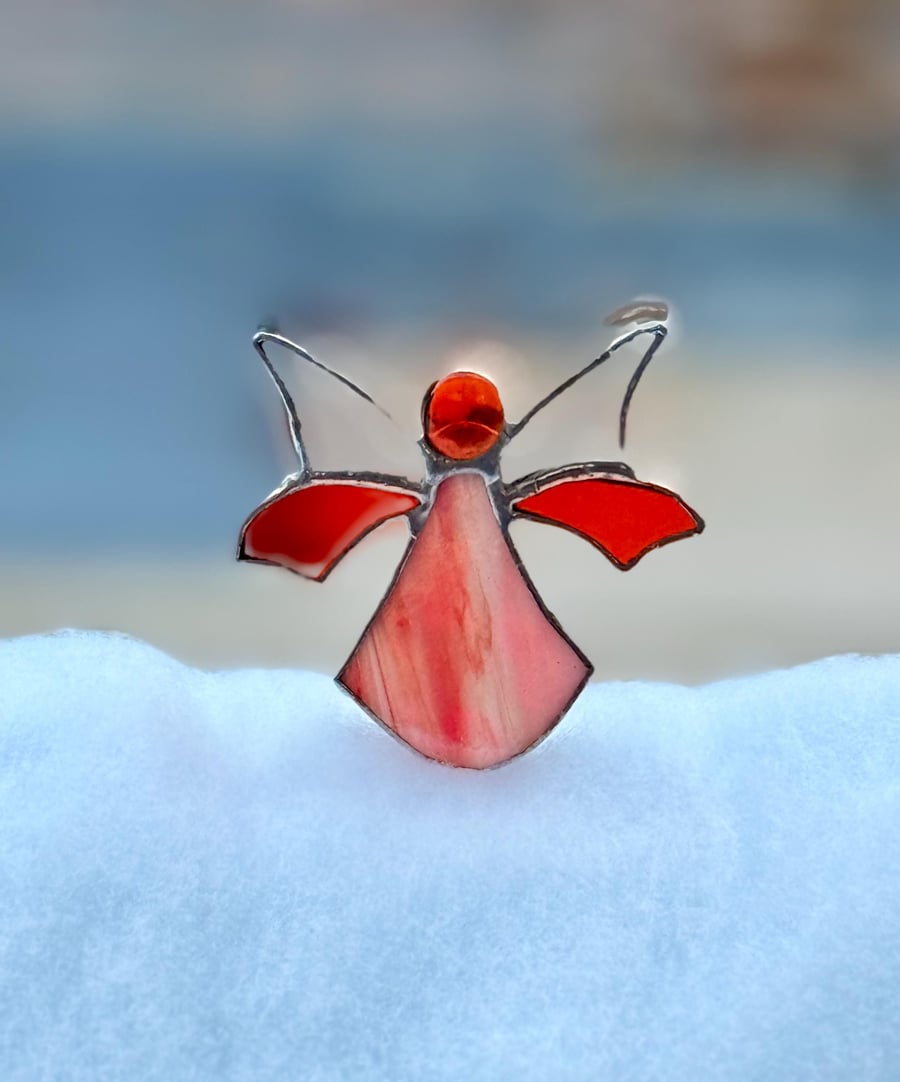 Stained Glass Woodland Fairy - pinky orange