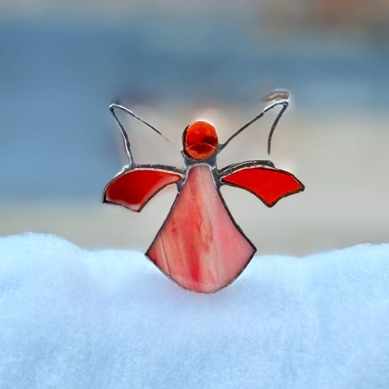 Stained Glass Woodland Fairy - pinky orange