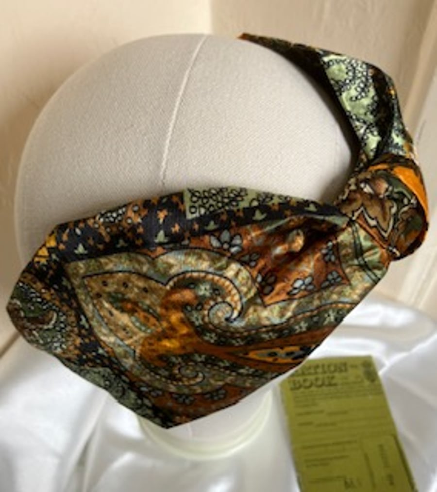 Evelyn - Wide 40s Style Paisley Turban Headband